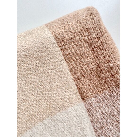 ZARA Cream Tan Beige Grey Colorblock Acrylic Knit Large Rectangle Blanket Scarf - Picture 6 of 11